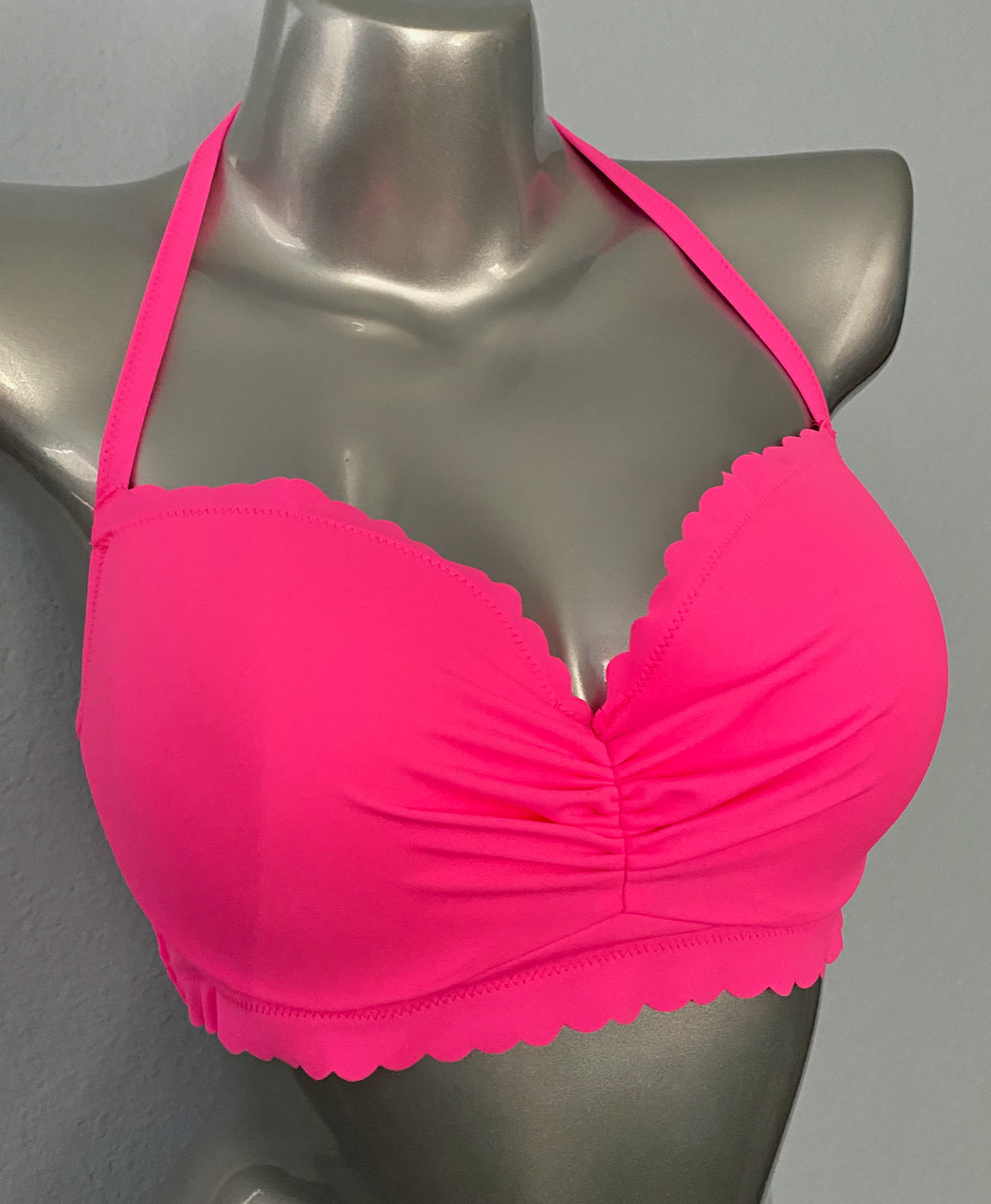 Victoria's Secret Nwt Pink Zuma Getaway Scalloped Underwire Swim Bikini Top 40C